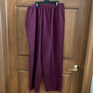 Alfred Dunner Men's Burgundy Elastic Waist Joggers